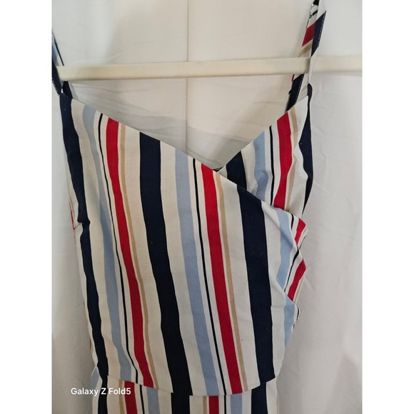 Red White Blue Striped Patriotic Sleeveless Midi Dress Summer BBQ Fourth of July - Picture 5 of 6